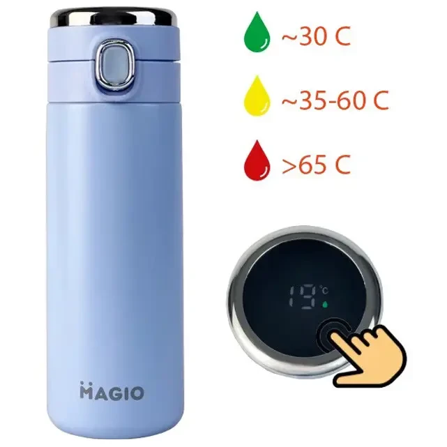 Фото товару «Термос Magio MG-1047B, 0,4 л, синій, з датчиком температури»