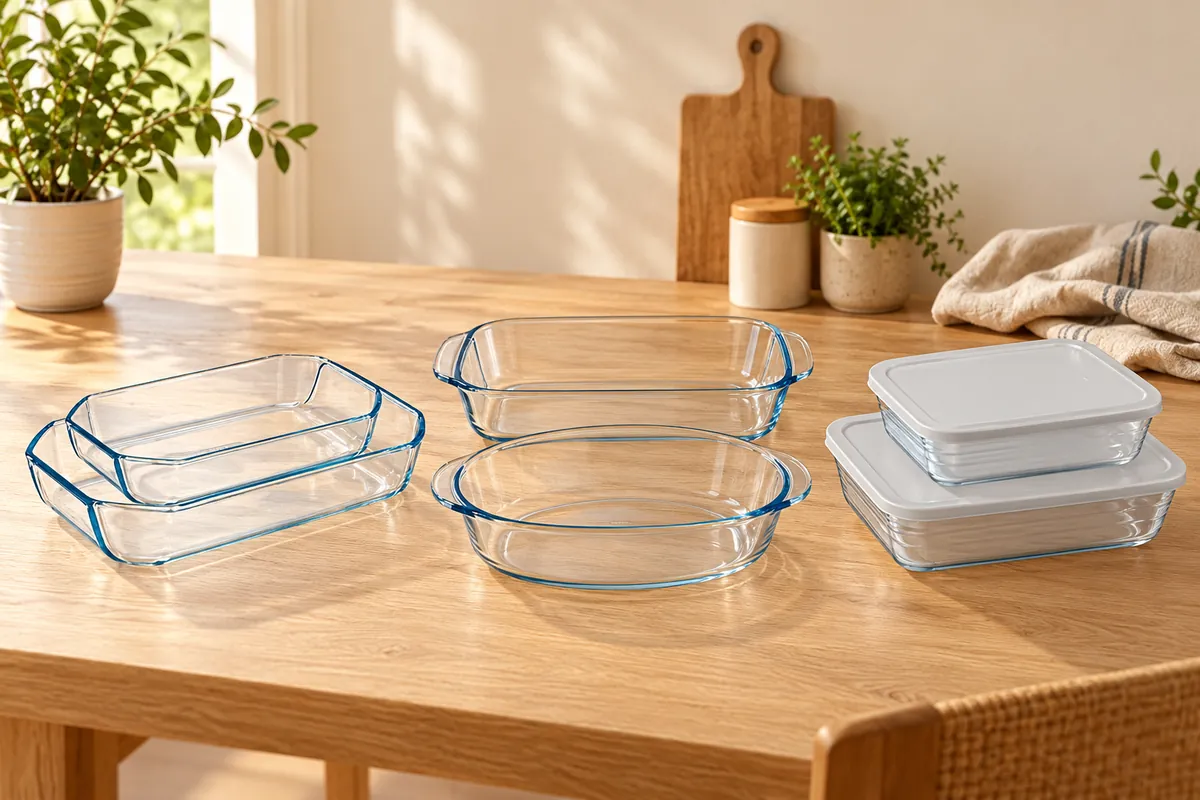 Три набори скляних форм Pyrex: Inspiration, прямокутна й овальна форми та Cook&Freeze з кришками