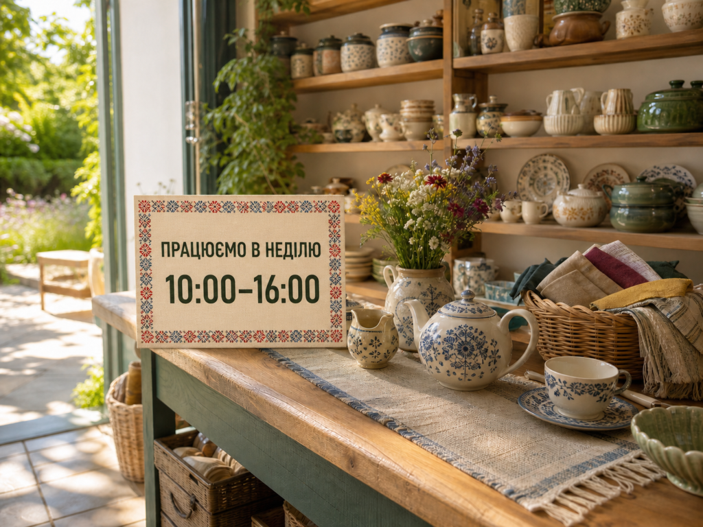✨ «Посудна Лавка» у Звягелі тепер працює і в неділю з 10:00 до 16:00.