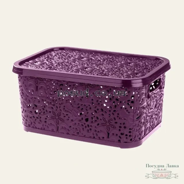 Фото товару «Кошик R-Plastic «Ажур» із кришкою, 10 л, баклажановий»
