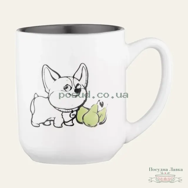 Керамічна чашка Ardesto Corgi AR3054, 380 мл, біло-сіра