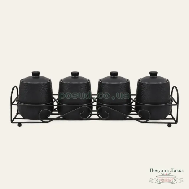Набір для спецій Maestro Black MR-20001-04CS, 5 предметів