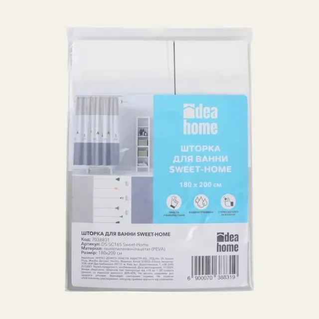 Штора для ванної Idea Home Sweet-Home (DS-SC165), 180 × 200 см