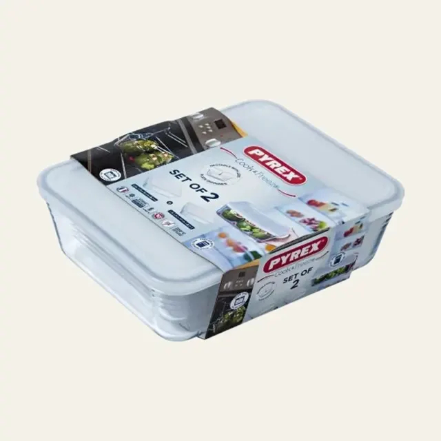 Набір прямокутних форм з кришками Pyrex Cook&Freeze 242P + 243P, 2 предмети, 912S951/7646