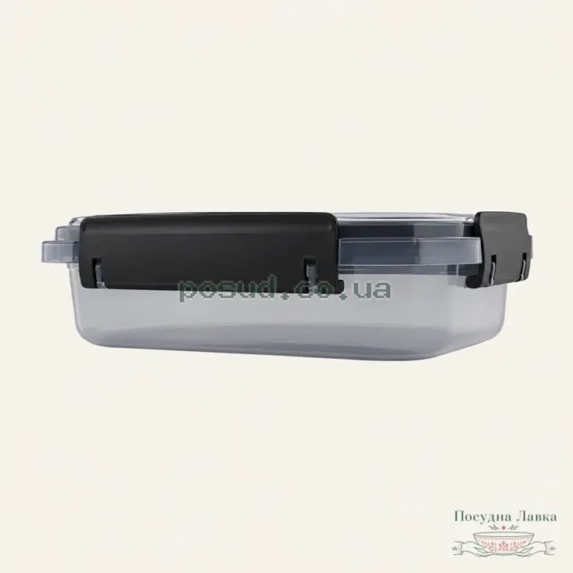 Контейнер харчовий 1,95 л, Limited line, герметичний прямокутний, 21,7 × 17 × 8,5 см (чорний прозорий)