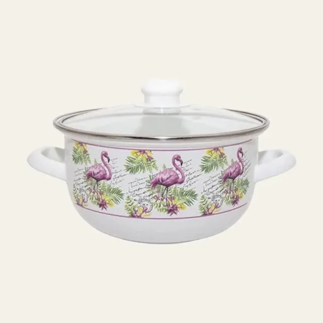 Каструля емальована з кришкою Infinity Flamingo GD-64934, 3,3 л, Ø 20 см, 6625153