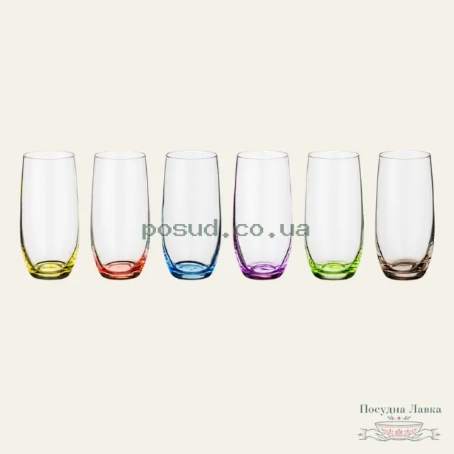 Фото товару «Набір склянок Bohemia Rainbow Club 25180D4662-350, 350 мл, 6 шт»