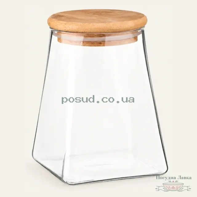 Скляна конусна банка Ardesto Fresh AR1374BLC, 740 мл, із бамбуковою кришкою