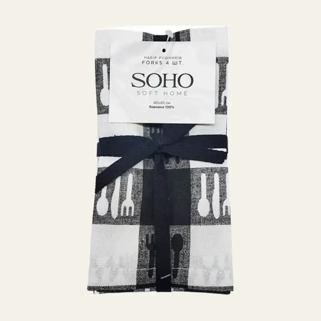 Фото товару «Набір кухонних рушників SOHO Forks, 4 шт., 40 × 40 см, 100% бавовна, BS 72055S/1»