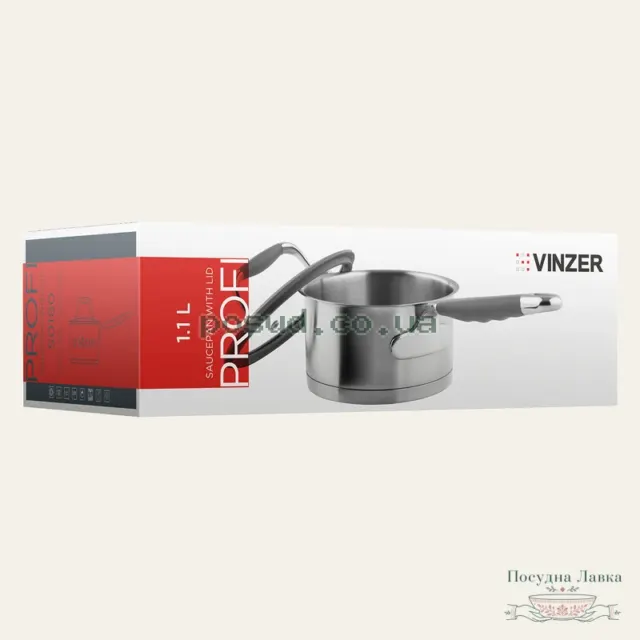 Фото товару «Ківш Vinzer Profi Series 50180 (89180), 1,1 л, 14 см з кришкою»