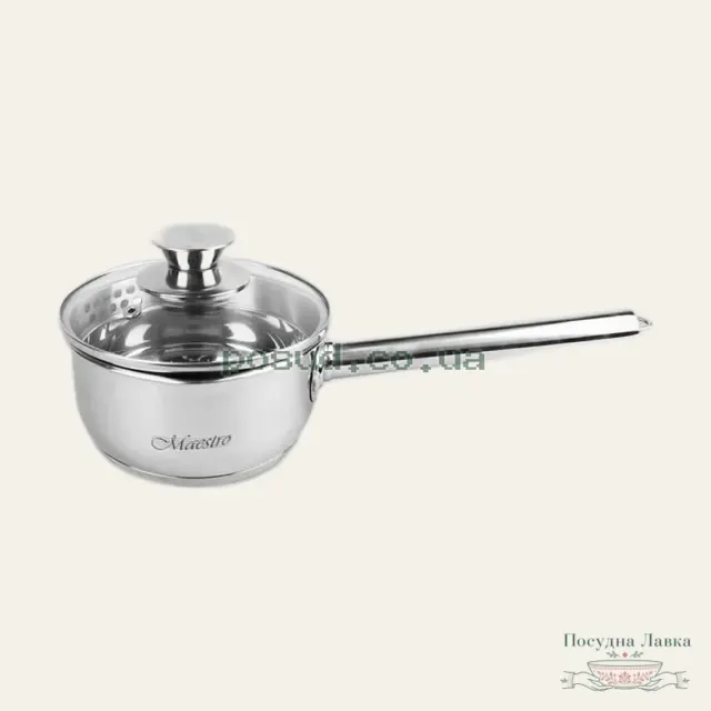 Ківш Maestro MR-3510-14S, 1 л, 14 см, зі скляною кришкою