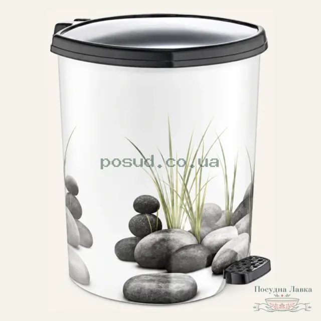 Відро для сміття Ozer Plastik DECOR OZER-D-010 04 «Каміння», 11 л, з педаллю, 26 × 29,5 × 34 см