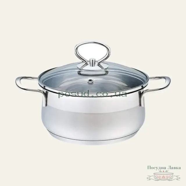 Каструля Maestro MR-3508-22, 3,8 л, 22 см, зі скляною кришкою