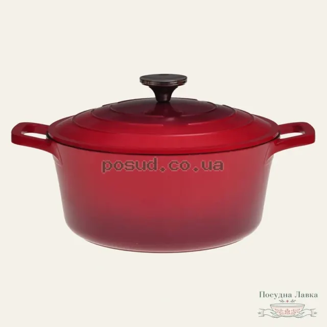 Каструля Kamille DUBLIN KM-4466, 4,5 л, 24 см, червона, з кришкою