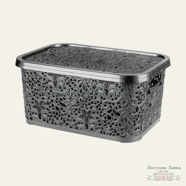 Фото товару «Кошик R-Plastic «Ажур» 30606 із кришкою, 6 л, сірий»
