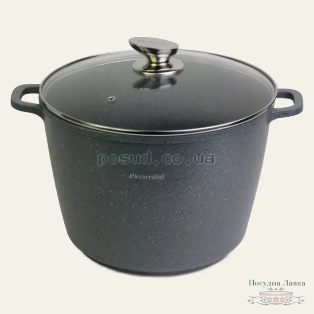 Каструля Kamille KM-4428 зі скляною кришкою, 10 л, 28 × 20 см