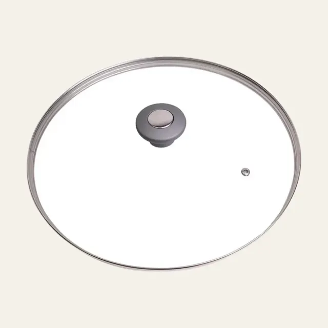 Фото товару «Кришка скляна Kamille Ø30 см з металевим обідком (універсальна) (KM-0827GR)»