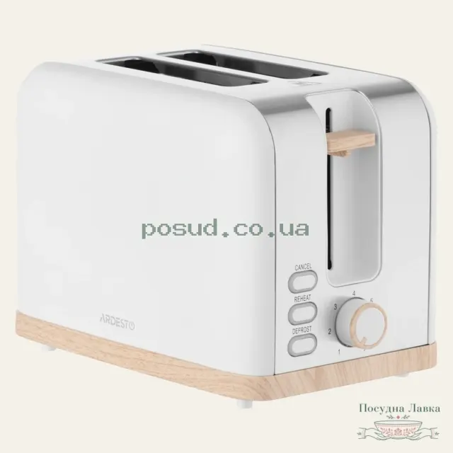 Фото товару «Тостер Ardesto T-F420WWD, 800–930 Вт, 2 слоти, білий»