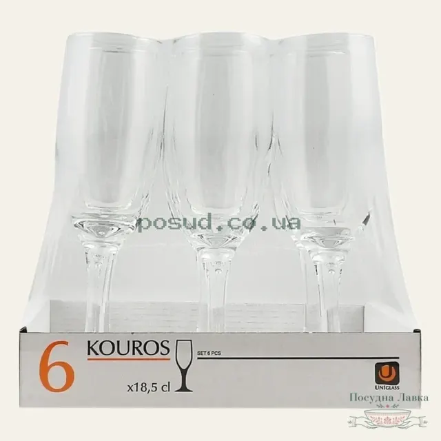 Набір келихів для шампанського Uniglass Kouros 96504-6, 185 мл, 6 шт