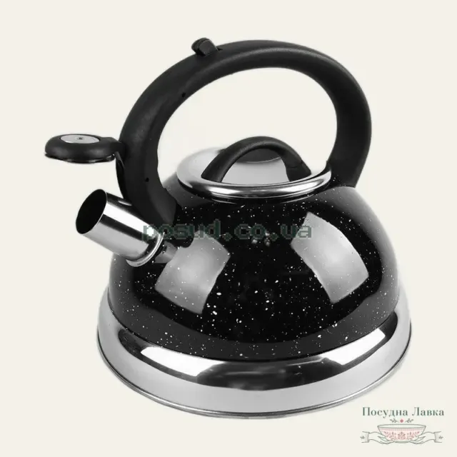 Чайник Maestro MR-1313-BLACK, 3 л, чорний, зі свистком