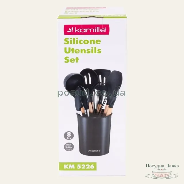 Набір кухонного приладдя Kamille Silicone KM-5226 з підставкою, 8 предметів