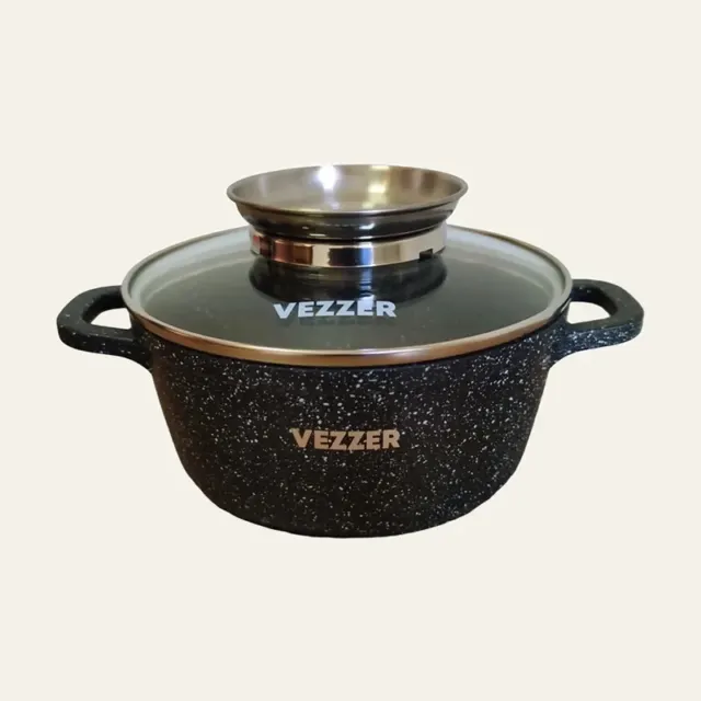 Каструля Vezzer 16 × 7,5 см 1,3 л з мармуровим покриттям з кришкою, VZ8010