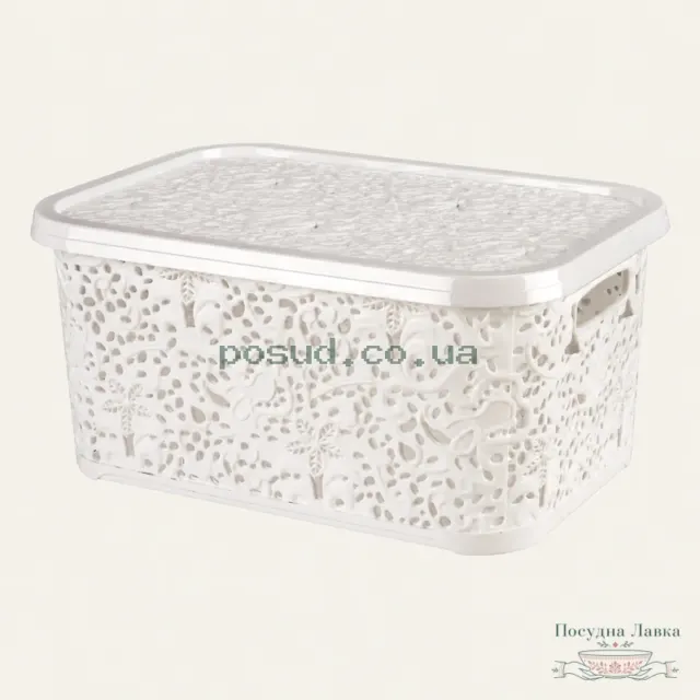 Фото товару «Кошик R-Plastic «Ажур» із кришкою, 10 л, білий»