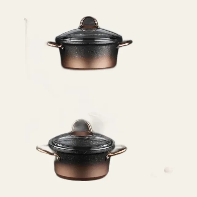 Набір посуду OMS 3048bronze DIE-CAST, 7 предметів, 2,5 / 4,0 / 3,3 л і 26 см, гранітне антипригарне покриття