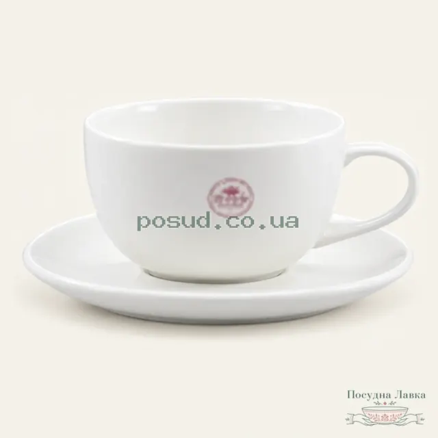 Порцелянова чашка Tudor Royal White TU9999-3 з блюдцем, 240 мл