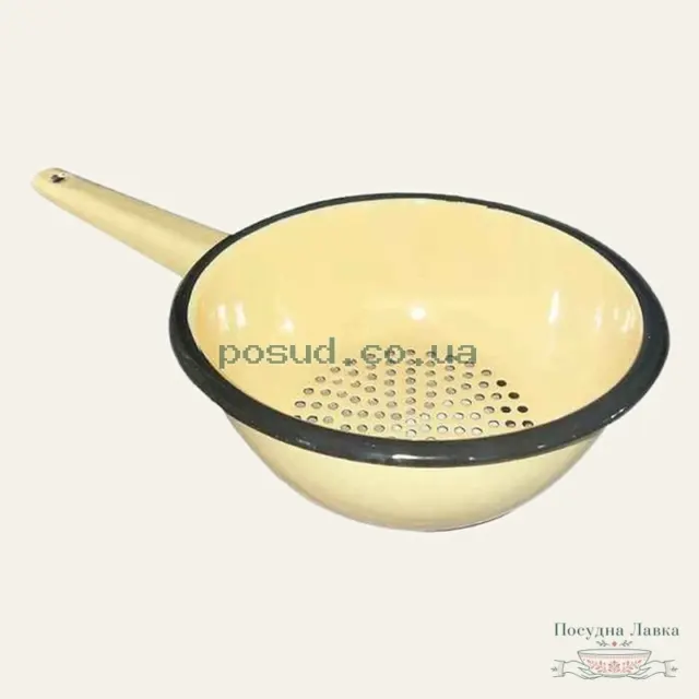 Емальований друшляк Idilia «Крем» I1407/1, 1 л, з емальованою ручкою