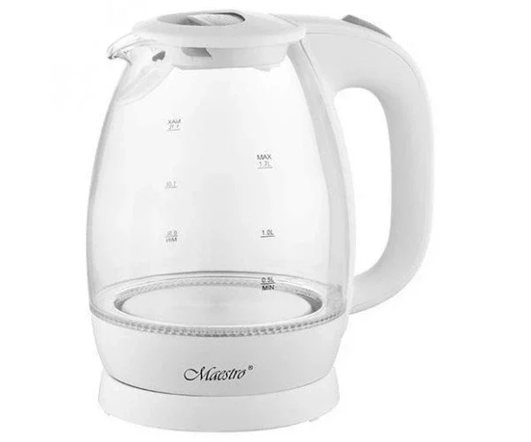 Фото товару «Електрочайник скляний Maestro MR-063-WHITE, 1,7 л, білий»