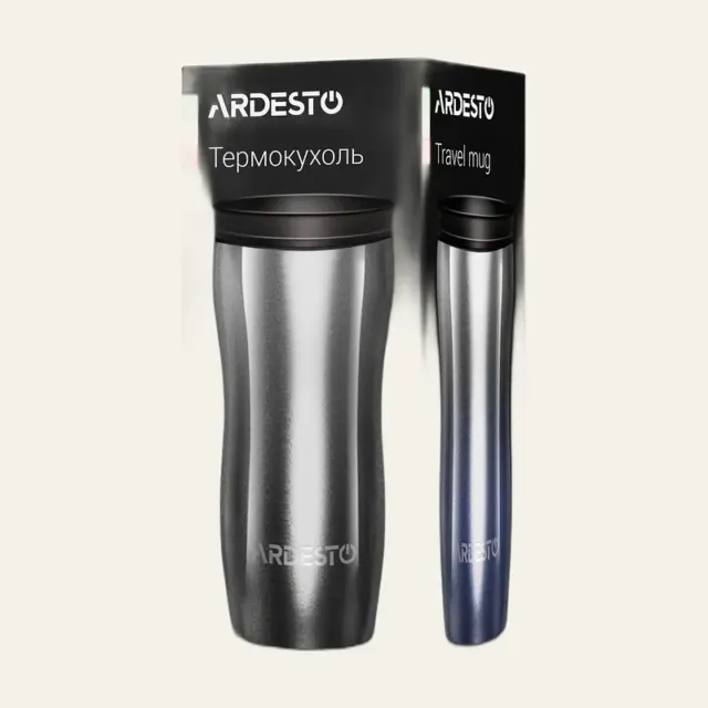 Фото товару «Термочашка 450 мл Ardesto Metallic, нержавіюча сталь, синя, AR2645GM»