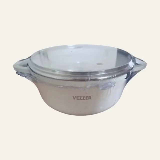 Каструля Vezzer 24 × 11,5 см 4,5 л з білим мармуровим покриттям з кришкою, VZ8108