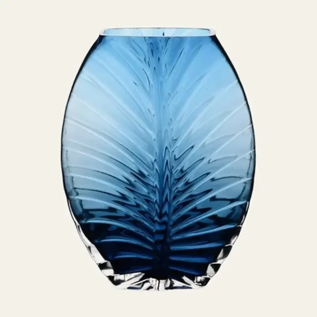 Фото товару «Ваза скляна Viva Leaf, 25 см, блакитна»