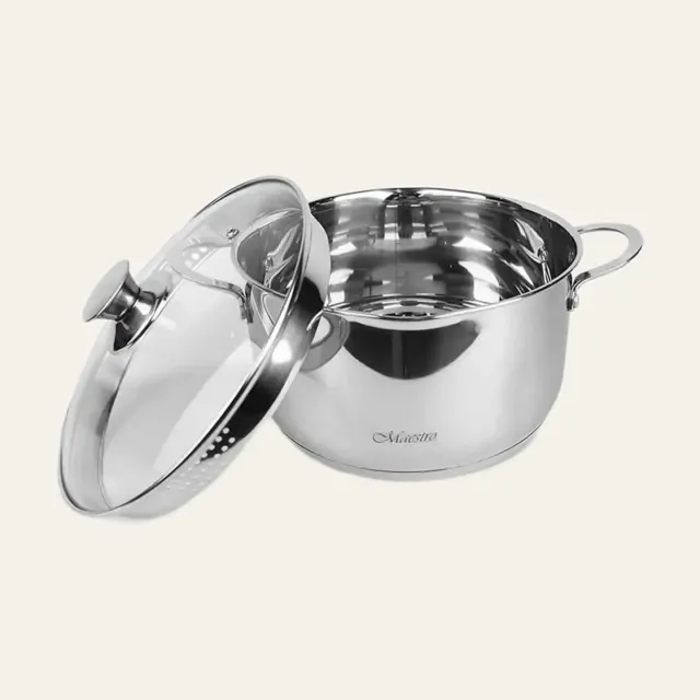 Фото товару «Каструля Maestro MR-3510-24, 5 л, 24 см, зі скляною кришкою»