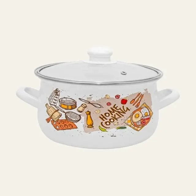 Каструля емальована зі скляною кришкою Infinity Home Cooking SD-1532, 4,8 л, Ø 22 см, 6788062
