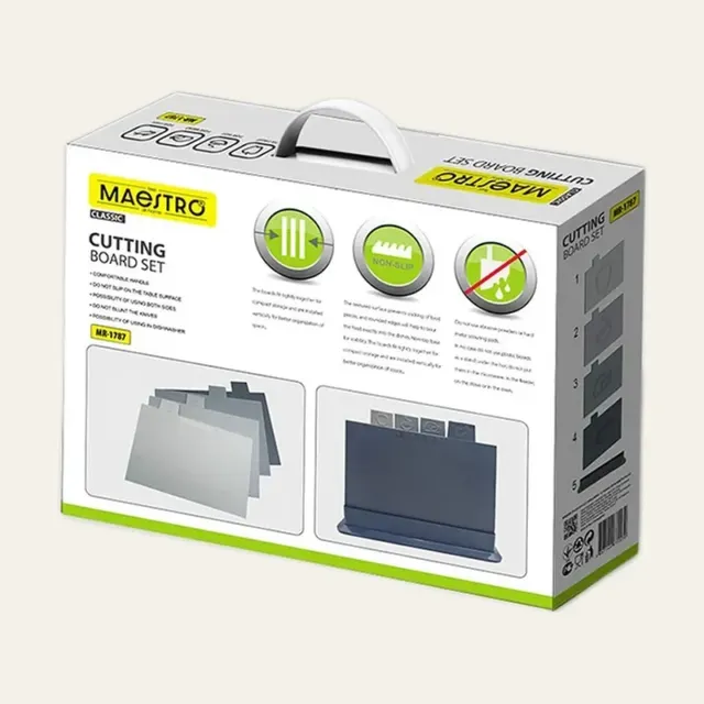 Фото товару «Набір Maestro MR-1787TG із 4 пластикових обробних дощок з підставкою»