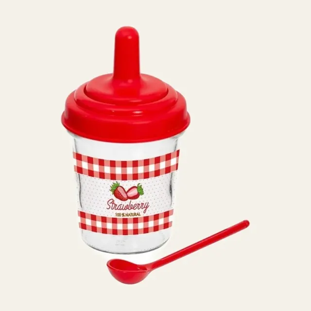 Фото товару «Банка Herevin Jam Strawberry з ложкою 0,32 л, 131510-002»