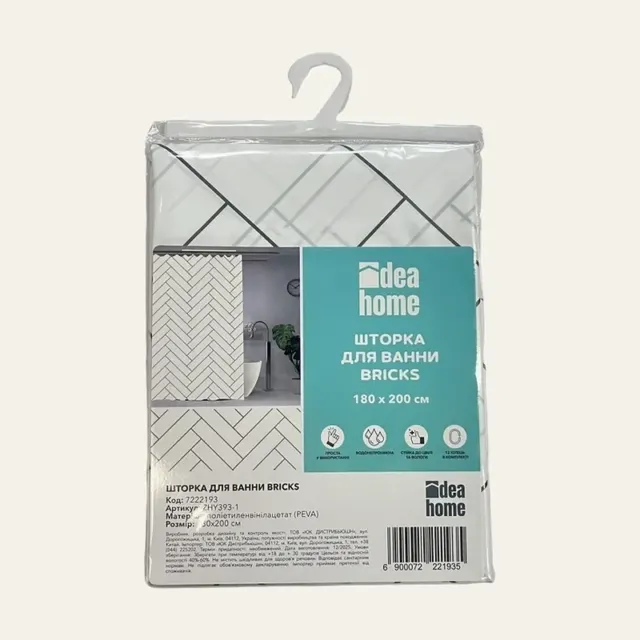 Штора для ванної Idea Home Bricks (ZHY393-1), 180 × 200 см