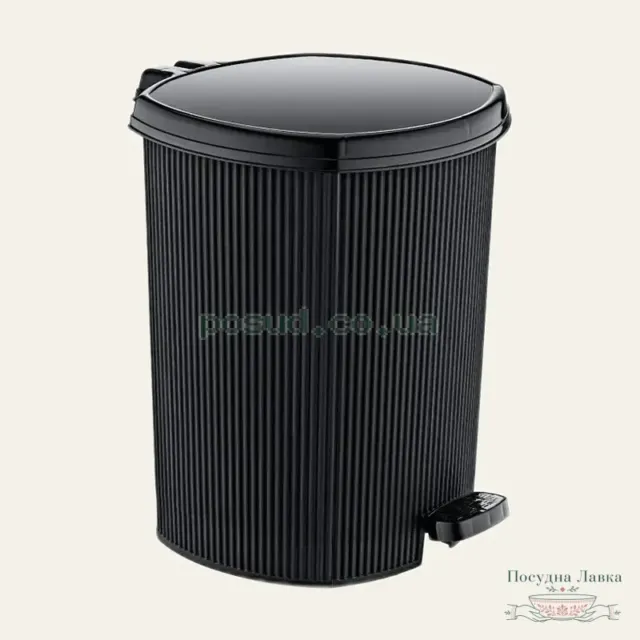 Відро для сміття Ozer Plastik Line OZER-CZ-002, 6 л, чорне, з педаллю, 22 × 21 × 25 см