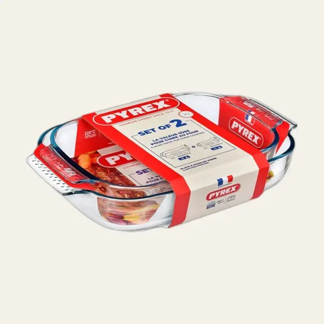 Набір прямокутних скляних форм Pyrex Classic, 2 предмети (38 × 25 см і 34 × 22 см), 913S608/8143