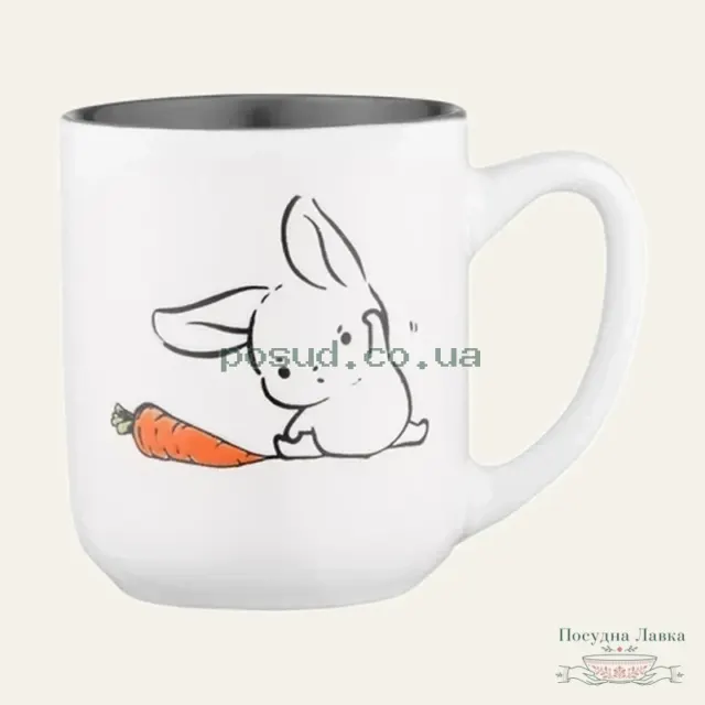 Керамічна чашка Ardesto Bunny AR3056, 380 мл, біло-сіра