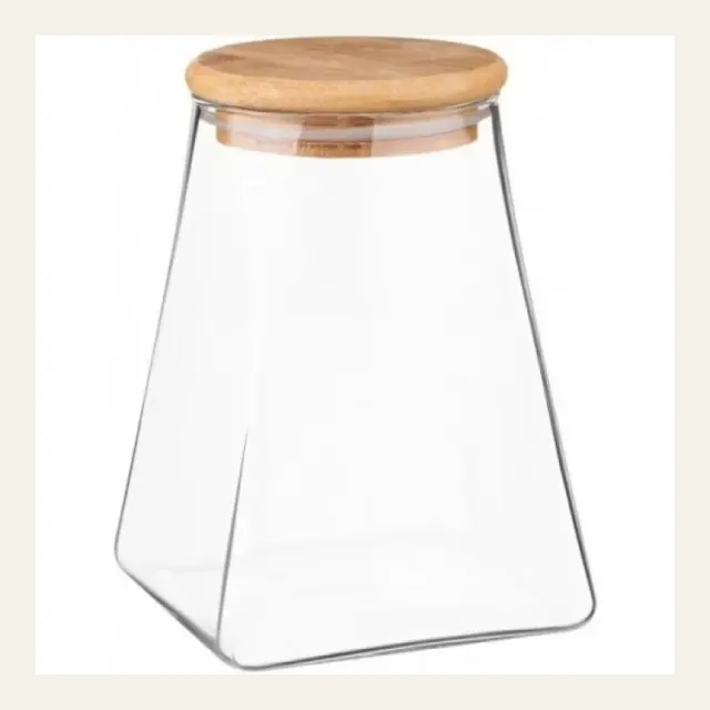 Банка Ardesto Fresh, скляна, Конус 910 мл, бамбукова кришка, AR1391BLC