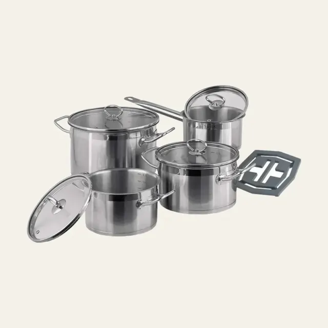 Набір каструль Vinzer Universum Compact 9 предметів (каструля: 1,8 л, 3,7 л, 6,5 л, ківш 1,8 л), 50040