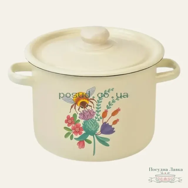 Каструля Idilia І1617/2 «Медові квіти», 5,5 л, 22 см, молочна