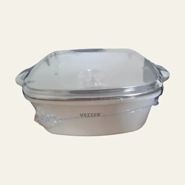 Каструля Vezzer 24 × 10 см 4,5 л з білим мармуровим покриттям з кришкою, VZ8118