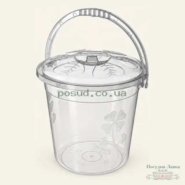 Прозоре відро Asude Plastik Yonca ASD105, 20 л, з кришкою
