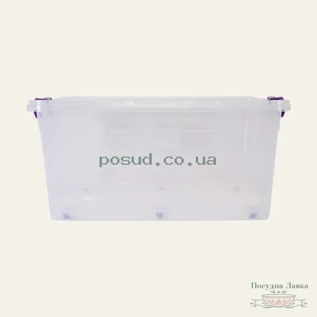 Контейнер для речей Asude Plastik ASD148, 60 л, прозорий, на коліщатках