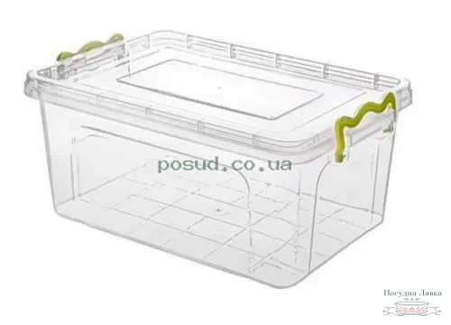 Фото товару «Контейнер універсальний «Smart Box» 18 л 39 × 29 × 21 см (прозорий, оливковий), 171019»