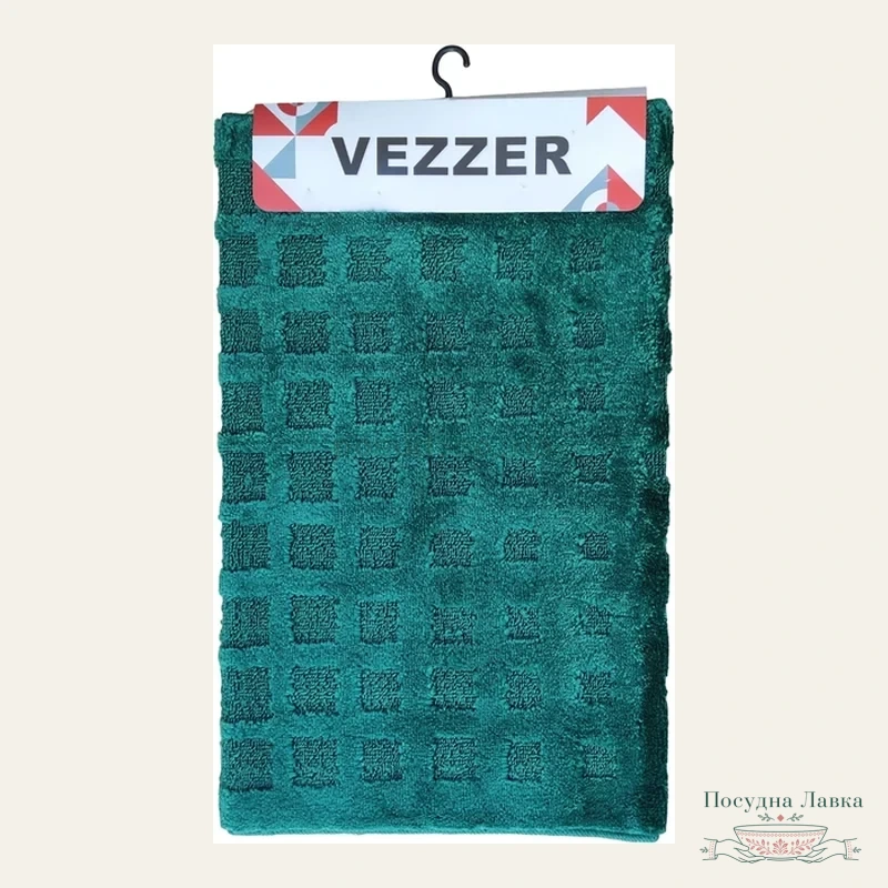 Фото товару «Килимок для ванної Vezzer STANDART, поліпропілен, 80 × 120 см, темно-зелений»